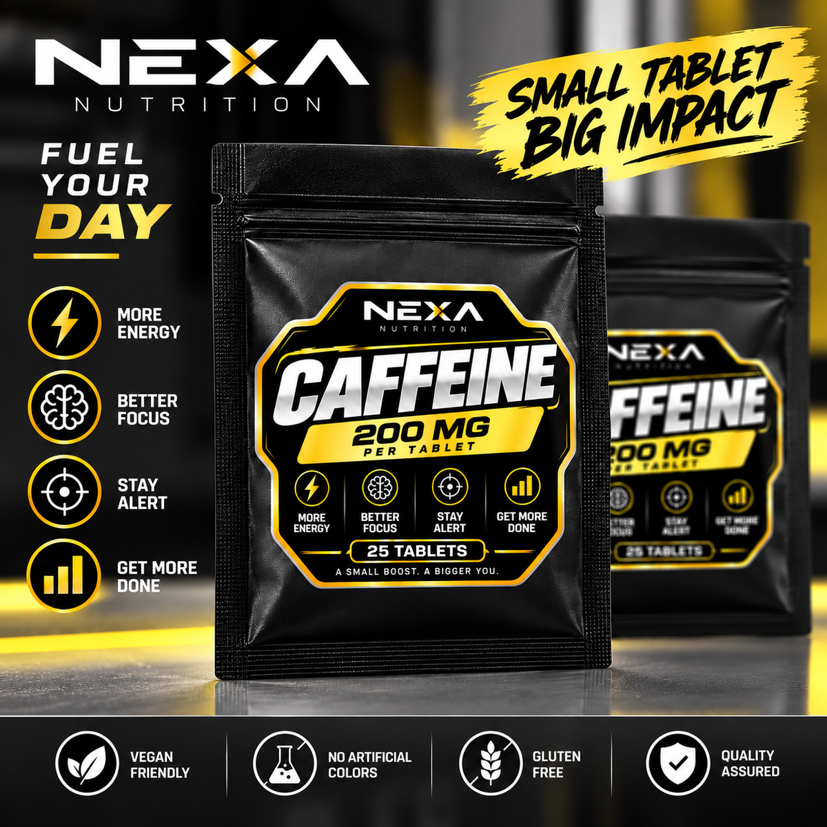 100% PURE CAFFEINE - 25 TABLETS (MONTHLY WORK SUPPLY)